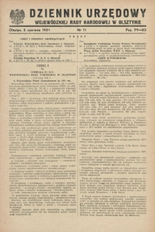 Dziennik Urzędowy Wojewódzkiej Rady Narodowej w Olsztynie. 1951, nr 11 (5 czerwca)