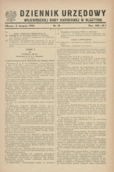Dziennik Urzędowy Wojewódzkiej Rady Narodowej w Olsztynie. 1951, nr 15 (5 sierpnia)