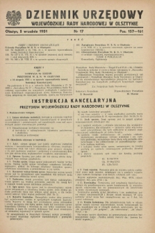 Dziennik Urzędowy Wojewódzkiej Rady Narodowej w Olsztynie. 1951, nr 17 (5 września)