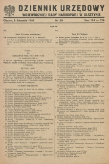 Dziennik Urzędowy Wojewódzkiej Rady Narodowej w Olsztynie. 1951, nr 20 (5 listopada)