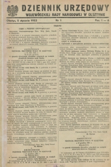 Dziennik Urzędowy Wojewódzkiej Rady Narodowej w Olsztynie. 1952, nr 1 (5 stycznia)