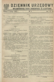 Dziennik Urzędowy Wojewódzkiej Rady Narodowej w Olsztynie. 1952, nr 3 (5 lutego)