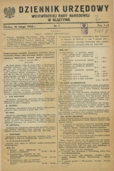 Dziennik Urzędowy Wojewódzkiej Rady Narodowej w Olsztynie. 1953, nr 1 (16 lutego)