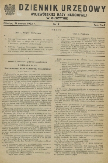 Dziennik Urzędowy Wojewódzkiej Rady Narodowej w Olsztynie. 1953, nr 2 (10 marca)