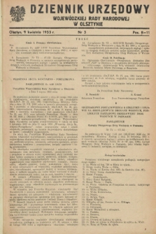 Dziennik Urzędowy Wojewódzkiej Rady Narodowej w Olsztynie. 1953, nr 3 (9 kwietnia)