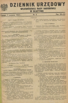 Dziennik Urzędowy Wojewódzkiej Rady Narodowej w Olsztynie. 1953, nr 5 (7 czerwca)