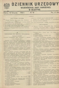 Dziennik Urzędowy Wojewódzkiej Rady Narodowej w Olsztynie. 1953, nr 10 (30 listopada)