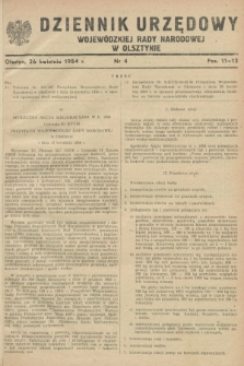 Dziennik Urzędowy Wojewódzkiej Rady Narodowej w Olsztynie. 1954, nr 4 (26 kwietnia)