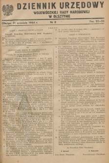 Dziennik Urzędowy Wojewódzkiej Rady Narodowej w Olsztynie. 1954, nr 8 (21 września)