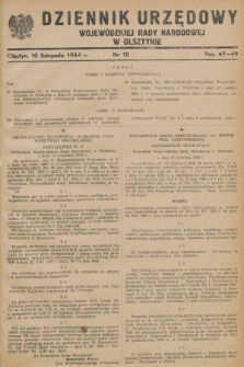 Dziennik Urzędowy Wojewódzkiej Rady Narodowej w Olsztynie. 1954, nr 10 (10 listopada)