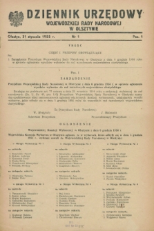 Dziennik Urzędowy Wojewódzkiej Rady Narodowej w Olsztynie. 1955, nr 1 (31 stycznia)
