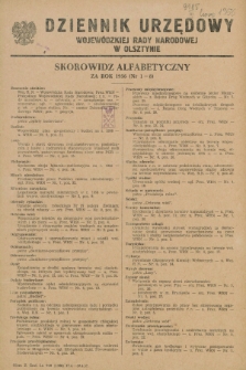 Dziennik Urzędowy Wojewódzkiej Rady Narodowej w Olsztynie. 1956, Skorowidz alfabetyczny