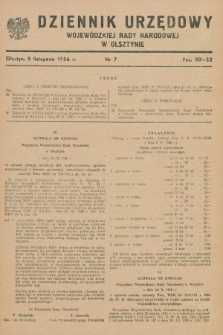 Dziennik Urzędowy Wojewódzkiej Rady Narodowej w Olsztynie. 1956, nr 7 (5 listopada)