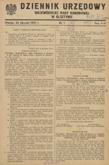 Dziennik Urzędowy Wojewódzkiej Rady Narodowej w Olsztynie. 1957, nr 1 (25 stycznia)