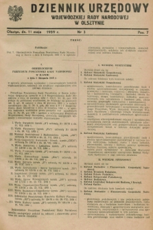 Dziennik Urzędowy Wojewódzkiej Rady Narodowej w Olsztynie. 1959, nr 3 (11 maja)