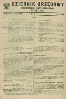 Dziennik Urzędowy Wojewódzkiej Rady Narodowej w Olsztynie. 1959, nr 4 (15 maja)