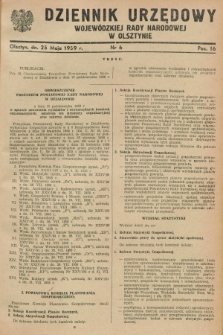 Dziennik Urzędowy Wojewódzkiej Rady Narodowej w Olsztynie. 1959, nr 6 (25 maja)