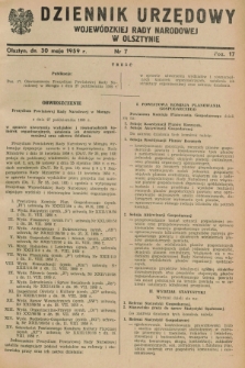 Dziennik Urzędowy Wojewódzkiej Rady Narodowej w Olsztynie. 1959, nr 7 (30 maja)