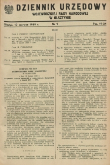 Dziennik Urzędowy Wojewódzkiej Rady Narodowej w Olsztynie. 1959, nr 9 (10 czerwca)