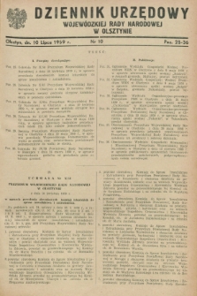 Dziennik Urzędowy Wojewódzkiej Rady Narodowej w Olsztynie. 1959, nr 10 (10 lipca)