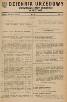 Dziennik Urzędowy Wojewódzkiej Rady Narodowej w Olsztynie. 1959, nr 13 (25 lipca)