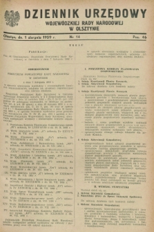 Dziennik Urzędowy Wojewódzkiej Rady Narodowej w Olsztynie. 1959, nr 14 (1 sierpnia)