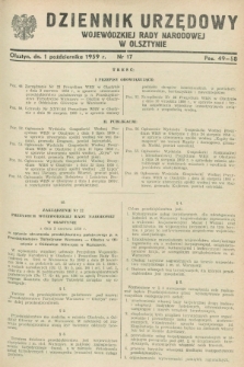 Dziennik Urzędowy Wojewódzkiej Rady Narodowej w Olsztynie. 1959, nr 17 (1 października)