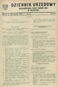 Dziennik Urzędowy Wojewódzkiej Rady Narodowej w Olsztynie. 1959, nr 22 (30 listopada)