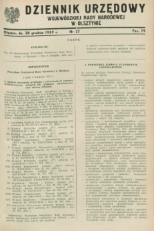 Dziennik Urzędowy Wojewódzkiej Rady Narodowej w Olsztynie. 1959, nr 27 (28 grudnia)