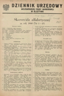 Dziennik Urzędowy Wojewódzkiej Rady Narodowej w Olsztynie. 1960, Skorowidz alfabetyczny