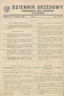 Dziennik Urzędowy Wojewódzkiej Rady Narodowej w Olsztynie. 1960, nr 8 (1 września)