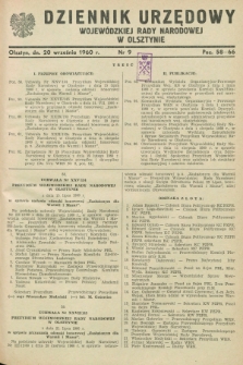 Dziennik Urzędowy Wojewódzkiej Rady Narodowej w Olsztynie. 1960, nr 9 (20 września)