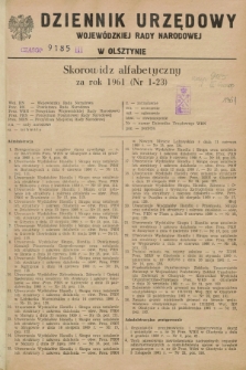 Dziennik Urzędowy Wojewódzkiej Rady Narodowej w Olsztynie. 1961, Skorowidz alfabetyczny