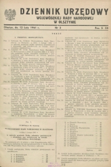 Dziennik Urzędowy Wojewódzkiej Rady Narodowej w Olsztynie. 1961, nr 2 (12 luty)