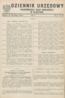 Dziennik Urzędowy Wojewódzkiej Rady Narodowej w Olsztynie. 1961, nr 3 (18 lutego)