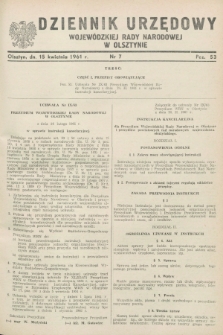 Dziennik Urzędowy Wojewódzkiej Rady Narodowej w Olsztynie. 1961, nr 7 (15 kwietnia)