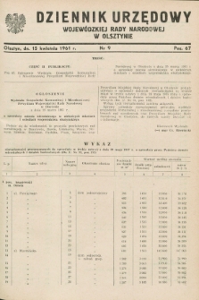 Dziennik Urzędowy Wojewódzkiej Rady Narodowej w Olsztynie. 1961, nr 9 (15 kwietnia)