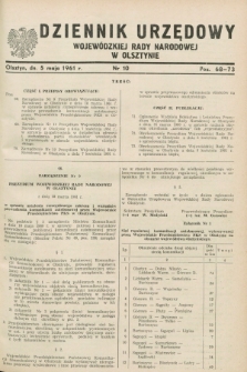 Dziennik Urzędowy Wojewódzkiej Rady Narodowej w Olsztynie. 1961, nr 10 (5 maja)