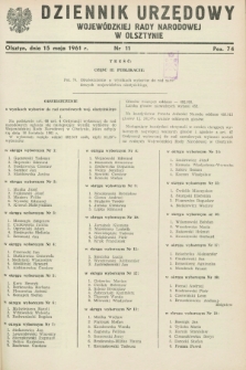 Dziennik Urzędowy Wojewódzkiej Rady Narodowej w Olsztynie. 1961, nr 11 (15 maja)