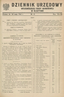 Dziennik Urzędowy Wojewódzkiej Rady Narodowej w Olsztynie. 1961, nr 12 (30 maja)