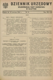 Dziennik Urzędowy Wojewódzkiej Rady Narodowej w Olsztynie. 1961, nr 14 (14 czerwca)