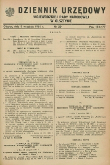 Dziennik Urzędowy Wojewódzkiej Rady Narodowej w Olsztynie. 1961, nr 20 (9 września)
