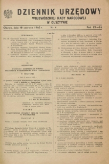 Dziennik Urzędowy Wojewódzkiej Rady Narodowej w Olsztynie. 1962, nr 4 (10 czerwca)