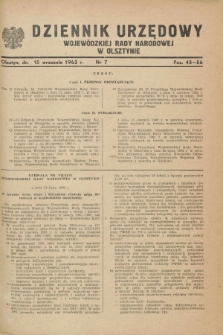 Dziennik Urzędowy Wojewódzkiej Rady Narodowej w Olsztynie. 1962, nr 7 (15 września)