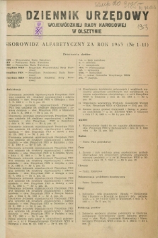 Dziennik Urzędowy Wojewódzkiej Rady Narodowej w Olsztynie. 1963, Skorowidz alfabetyczny
