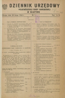 Dziennik Urzędowy Wojewódzkiej Rady Narodowej w Olsztynie. 1963, nr 1 (28 lutego)