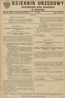 Dziennik Urzędowy Wojewódzkiej Rady Narodowej w Olsztynie. 1964, nr 10 (2 października)