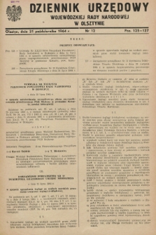 Dziennik Urzędowy Wojewódzkiej Rady Narodowej w Olsztynie. 1964, nr 12 (31 października)