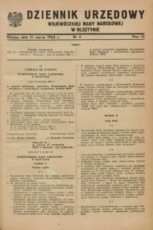 Dziennik Urzędowy Wojewódzkiej Rady Narodowej w Olsztynie. 1965, nr 4 (31 marca)