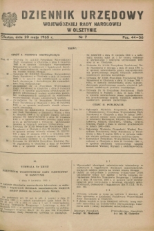 Dziennik Urzędowy Wojewódzkiej Rady Narodowej w Olsztynie. 1965, nr 7 (20 maja)